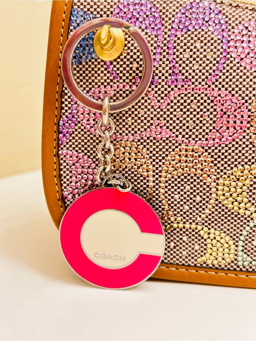 RARE Coach Y2K Pink C Charm Keychain/ Bag Charm